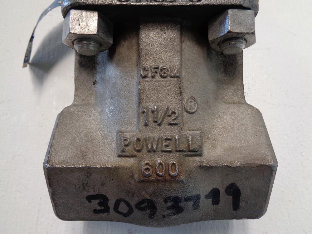 Powell 1-1/2" NPT 600# CF3M Gate Valve, Fig# 1972A